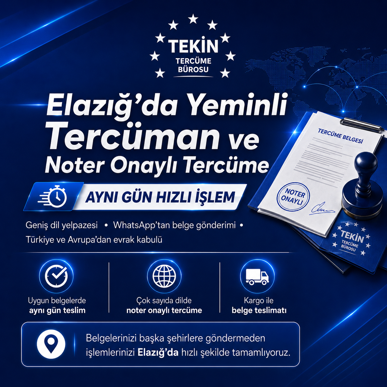 Elazığ'da Yeminli Tercüman ve Noter Onaylı Tercüme Aynı Gün Hızlı İşlem!